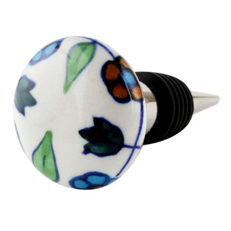 Mixed Floral Flat Ceramic Wine Bottle Stopper